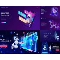 智能机器人科技海报 先进电子AI技术研究背景 AI格式矢量设计素材